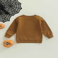 Малко дете момче момиче момиче Хелоуин облекло призрачен суичър с дълъг ръкав ризи за голям пуловер Топ есенни дрехи кафяво 12- месеца