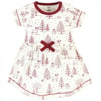 Докоснат от природата бебе и малко дете момиче органична памучна рокля и кардиган, зимна гора, 6- месеца