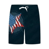 4-ти юли Мъжки шорти американски флаг Бански мъжки, мъжки американски флаг печат Ден на независимостта Плаж Къси панталони мъже плуват Плажно облекло