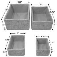 Комплект кошници за съхранение на сорбус - комплект за подреждане на тъкани за кошница за кош за кош за кошчета за грим, баня, офис консумативи, спалня, килер