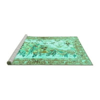 Ahgly Company Machine Wareable Indoor Rectangle Animal Turquoise Blue Traditional Area Rugs, 4 '6'