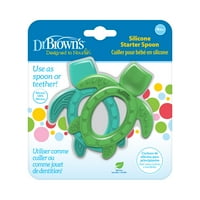 силиконова лъжица на д-р Браун или тийнейджър, зъби или шпилка за твърда храна, BPA, без 2-пакета на BPA, 4M+ Green & Teal