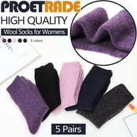 Proetrade Wool Thoss for Womens Winter Togh Thick Thering Thermal Boot Уютен екипаж Удобен дами работни чорапи пакет