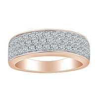 0. Карат кръг отрязал бял естествен диамант три реда годишнина сватбена лента пръстен в 14k твърд розов златен пръстен размер-6