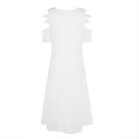 Puawkoer v-образен стърк къс каишка назад женски моден цип отворен ръкав ежедневна рокля женска рокля дамски върхове s white