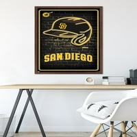 San Diego Padres - Poster на стената на неонова шлем, 22.375 34 Framed