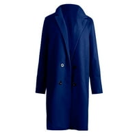 Женско зимно палто елегантно палто тънко яке за връхни дрехи топло фау палто жилетка зима дълъг ръкав външно облекло синьо xxxl