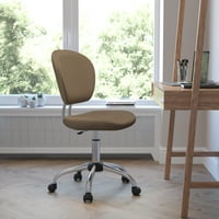 Флаш мебели в средата на гърба кафе кафява мрежа с подплатена въртяща се задача за офис стол с хромирана основа