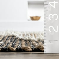 нулум Манда геометрични Памук смес Ресни площ килим, 8 '10', естествен