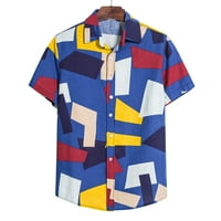 Ризи За Мъже Мода Памук Бельо С Къс Ръкав Печатни Хавайска Блуза Плажна Риза