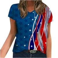 4 юли ризи за жени патриотични американски флаг печат тениски плюс размер туника в Деколте Тениски класически блузи с къс ръкав Топ