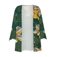 Дамски Блуза Блуза Връхни дрехи печат дължина ръкав Случайни Празник основен бутон върхове тъмно зелено и