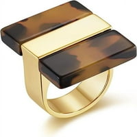 Лист Дамски Златен пръстен регулируем пръстен Акрил пръстен мода бижута дамски модни дамски акрилни Леопард правоъгълен пръстен размер 7, 8, 9, 10