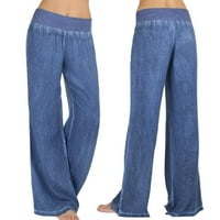 Wavsuf дънки за жени плюс разстояние с размери широк крак сини панталони размер 4XL
