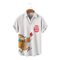 Великденски карикатура мъжки ризи с къс ръкав момчета лято тънък материал деца хавайска риза мъжка блуза Мъжки Топ，е-5ХЛ