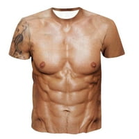 Мъжки ризи клирънс Плюс размер 3г мускулест човек печат Фитнес Около врата с къс ръкав тениска