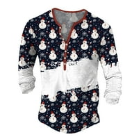 Мъжка тениска Коледна мода случайни закопчаване 3д дигитален печат тениска дълъг ръкав Топ Блуза