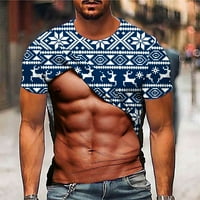 Пенкий Мъжки смешно Коледа тениска 3д печат графични щампи грозни коледни върхове блуза за мъже тениски и синьо на клирънс