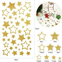 Монколис листове блясък златна звезда стикери, самозалепващи разнообразни звездни етикети за занаяти Коледна украса, класна стая Учител доставки
