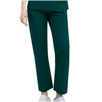 Amtdh женски модерни суитчъри Просвещение солиден цвят отпуснат джогинг джогинг еластична талия прави панталони с джобове плюс размер леки ежедневни свободни удобни панталони Дами падане зелено m