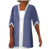 Дамски Блуза Блуза Връхни дрехи печат половин дължина ръкав Случайни Празник основни Дантела върхове