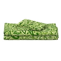 памучни листове, кралски комплект-Пейсли Груви лайм зелено Реколта ретро фънки 70-те 60-те печат по поръчка легла от лъжица цвете