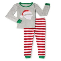 Детски място бебе и малко дете момчета светят в тъмно пижама Дядо Коледа