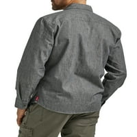 Вранглер Мъжки тънък годни дълъг ръкав тъкани риза, размери с-5ХЛ