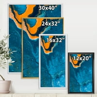 Дизайнарт абстрактна мраморна композиция в оранжево и синьо