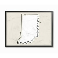 Ступел индустрии Индиана Начало държавна карта неутрален печат дизайн рамка Джикли текстурирано изкуство от Дафне Полсели