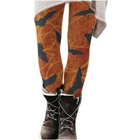 Дамски суитчъни продажба модна ежедневна Хелоуин отпечатани тесни гамаши с висока талия панталони потни панталони Женски дълъг панталон с дължина на краката стил Pyle Pyle P Orange XXL