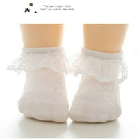5PAIRS Baby Girls Ruffle памучни чорапи винтидж дантелени чорапи, L, бяло
