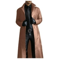 Мъжки дълъг кардиган козина бутон с твърд цвят яке от кожена вятърна смола с дълъг ръкав палто топло дълго модно палто