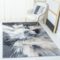 Сафавие Лагуна Илия Абстрактен район килим, въглен слонова кост, 9 'х 12'
