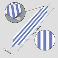 Boho Cabana Striped Table Runner с пискюли, дълго, кралско синьо бяло