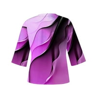 BDFZL Жени върховете на клирънс женски тенденции отпечатани разхлабени тениски ръкави блуза v шия ежедневни върхове лилаво m