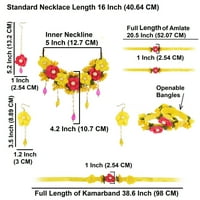 Efulgenz Индийски бижута за цветя комплект Ръчно изработени бижута Колие Обеци Обеци Maang Tikka маншет открива се гривна комплект брони