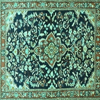 Ahgly Company Indoor Square Medallion Turquoise Blue Traditional Area Cugs, 4 'квадрат