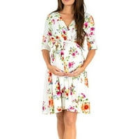 Бременни рокли за майчинство Лято жени Полка точка Флорален принт Бременна дрех