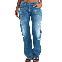 Riforla Pants for Women Deabry Feag Beg Jeans for Women Разкъсани подгъмен дънки с ниска талия за жени плюс размери панталони bu xxxxl