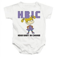 Trevco Nick823-SS-Rugrats & Head Baby за таксуване на Infant Snapsuit, бял- малък- месец