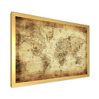 Дизайнарт' Античен свят карта Ив ' винтидж рамка Арт Принт