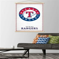 Тексас Рейнджърс - лого плакат за стена с дървена магнитна рамка, 22.375 34