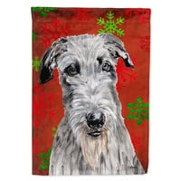 Carolines Treasures SC9754CHF SCOTTISH DEERHOUND Red Snowflakes Holiday Flag Canvas Размер на къщата, размер на къщата, многоцветни