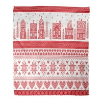 Хвърли одеяло скандинавски и вдъхновен от скандинавски кръст бод занаятчийски Коледен модел в червено топло фланел меко одеяло за диван разтегателен диван