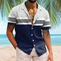 Мъжки ризи мъжки ежедневни с къс ръкав Пролет Лято изненадващ врата 3г печатни ризи мода блуза ризи За Мъже