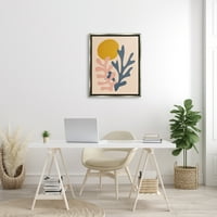 Ступел индустрии съвременни пастелни листни форми абстрактна форма на Слънцето Графичен Арт блясък сив плаваща рамка платно печат стена изкуство, дизайн от Джей Джей дизайн Хаус ООД