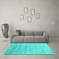 Ahgly Company Indoor Square Abstract Turquoise Blue Contemporary Area Rugs, 5 'квадрат