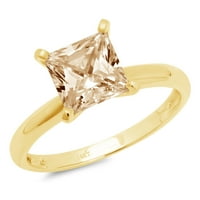 CT Brilliant Princess Cut Clear симулиран диамант 18k жълто злато пасианс пръстен SZ 10.25
