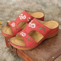 Jikolililili лятна дами модна клинова пета бродерия цветна сандали женски обувки дамски обувки широки ширини приплъзване в продажба